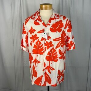 NWT: Men's Zara Orange Floral Shirt,‎ Size Large